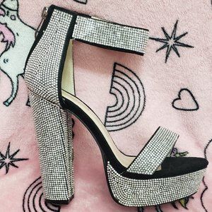 Black&silver bedazzled heels